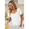 image:imageEkouaer Nightgowns for Women Short Sleeve Night Gowns Button Sleep Shirts  Short Sleeve Moo Moos with Pockets Lace Trim Sleep Dress Ruffles Night Dress Sweet Sleepwear Daily Sleep Garden DateWhite