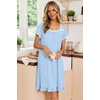 image:imageEkouaer Nightgowns for Women Short Sleeve Night Gowns Button Sleep Shirts  Short Sleeve Moo Moos with Pockets Lace Trim Sleep Dress Ruffles Night Dress Sweet Sleepwear Daily Sleep Garden DateLight Blue