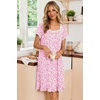 image:imageEkouaer Nightgowns for Women Short Sleeve Night Gowns Button Sleep Shirts  Short Sleeve Moo Moos with Pockets Lace Trim Sleep Dress Ruffles Night Dress Sweet Sleepwear Daily Sleep Garden DatePink Floral