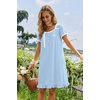 image:imageEkouaer Nightgowns for Women Short Sleeve Night Gowns Button Sleep Shirts  Short Sleeve Moo Moos with Pockets Lace Trim Sleep Dress Ruffles Night Dress Sweet Sleepwear Daily Sleep Garden DateLight Blue