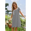 image:imageEkouaer Nightgowns for Women Short Sleeve Night Gowns Button Sleep Shirts  Short Sleeve Moo Moos with Pockets Lace Trim Sleep Dress Ruffles Night Dress Sweet Sleepwear Daily Sleep Garden DateBlack Floral