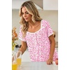 image:imageEkouaer Nightgowns for Women Short Sleeve Night Gowns Button Sleep Shirts  Short Sleeve Moo Moos with Pockets Lace Trim Sleep Dress Ruffles Night Dress Sweet Sleepwear Daily Sleep Garden DatePink Floral
