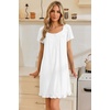 image:imageEkouaer Nightgowns for Women Short Sleeve Night Gowns Button Sleep Shirts  Short Sleeve Moo Moos with Pockets Lace Trim Sleep Dress Ruffles Night Dress Sweet Sleepwear Daily Sleep Garden DateWhite