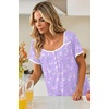 image:imageEkouaer Nightgowns for Women Short Sleeve Night Gowns Button Sleep Shirts  Short Sleeve Moo Moos with Pockets Lace Trim Sleep Dress Ruffles Night Dress Sweet Sleepwear Daily Sleep Garden DatePurpleblue Flowers