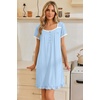 image:imageEkouaer Nightgowns for Women Short Sleeve Night Gowns Button Sleep Shirts  Short Sleeve Moo Moos with Pockets Lace Trim Sleep Dress Ruffles Night Dress Sweet Sleepwear Daily Sleep Garden DateLight Blue