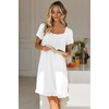 image:imageEkouaer Nightgowns for Women Short Sleeve Night Gowns Button Sleep Shirts  Short Sleeve Moo Moos with Pockets Lace Trim Sleep Dress Ruffles Night Dress Sweet Sleepwear Daily Sleep Garden DateWhite