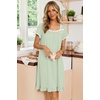 image:imageEkouaer Nightgowns for Women Short Sleeve Night Gowns Button Sleep Shirts  Short Sleeve Moo Moos with Pockets Lace Trim Sleep Dress Ruffles Night Dress Sweet Sleepwear Daily Sleep Garden DateLight Green
