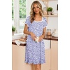 image:imageEkouaer Nightgowns for Women Short Sleeve Night Gowns Button Sleep Shirts  Short Sleeve Moo Moos with Pockets Lace Trim Sleep Dress Ruffles Night Dress Sweet Sleepwear Daily Sleep Garden DatePurple Flowers
