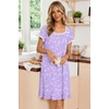 image:imageEkouaer Nightgowns for Women Short Sleeve Night Gowns Button Sleep Shirts  Short Sleeve Moo Moos with Pockets Lace Trim Sleep Dress Ruffles Night Dress Sweet Sleepwear Daily Sleep Garden DatePurpleblue Flowers