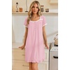 image:imageEkouaer Nightgowns for Women Short Sleeve Night Gowns Button Sleep Shirts  Short Sleeve Moo Moos with Pockets Lace Trim Sleep Dress Ruffles Night Dress Sweet Sleepwear Daily Sleep Garden DatePink