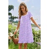 image:imageEkouaer Nightgowns for Women Short Sleeve Night Gowns Button Sleep Shirts  Short Sleeve Moo Moos with Pockets Lace Trim Sleep Dress Ruffles Night Dress Sweet Sleepwear Daily Sleep Garden DatePurpleblue Flowers