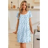 image:imageEkouaer Nightgowns for Women Short Sleeve Night Gowns Button Sleep Shirts  Short Sleeve Moo Moos with Pockets Lace Trim Sleep Dress Ruffles Night Dress Sweet Sleepwear Daily Sleep Garden DateBlue Floral
