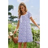image:imageEkouaer Nightgowns for Women Short Sleeve Night Gowns Button Sleep Shirts  Short Sleeve Moo Moos with Pockets Lace Trim Sleep Dress Ruffles Night Dress Sweet Sleepwear Daily Sleep Garden DatePurple Flowers