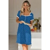 image:imageEkouaer Nightgowns for Women Short Sleeve Night Gowns Button Sleep Shirts  Short Sleeve Moo Moos with Pockets Lace Trim Sleep Dress Ruffles Night Dress Sweet Sleepwear Daily Sleep Garden DateBlue Dog Footprints