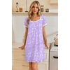 image:imageEkouaer Nightgowns for Women Short Sleeve Night Gowns Button Sleep Shirts  Short Sleeve Moo Moos with Pockets Lace Trim Sleep Dress Ruffles Night Dress Sweet Sleepwear Daily Sleep Garden DatePurpleblue Flowers