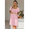 image:imageEkouaer Nightgowns for Women Short Sleeve Night Gowns Button Sleep Shirts  Short Sleeve Moo Moos with Pockets Lace Trim Sleep Dress Ruffles Night Dress Sweet Sleepwear Daily Sleep Garden DatePink