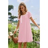 image:imageEkouaer Nightgowns for Women Short Sleeve Night Gowns Button Sleep Shirts  Short Sleeve Moo Moos with Pockets Lace Trim Sleep Dress Ruffles Night Dress Sweet Sleepwear Daily Sleep Garden DatePink