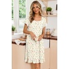 image:imageEkouaer Nightgowns for Women Short Sleeve Night Gowns Button Sleep Shirts  Short Sleeve Moo Moos with Pockets Lace Trim Sleep Dress Ruffles Night Dress Sweet Sleepwear Daily Sleep Garden DateYellow Flowers
