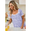 image:imageEkouaer Nightgowns for Women Short Sleeve Night Gowns Button Sleep Shirts  Short Sleeve Moo Moos with Pockets Lace Trim Sleep Dress Ruffles Night Dress Sweet Sleepwear Daily Sleep Garden DatePurple Flowers