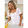 image:imageEkouaer Nightgowns for Women Short Sleeve Night Gowns Button Sleep Shirts  Short Sleeve Moo Moos with Pockets Lace Trim Sleep Dress Ruffles Night Dress Sweet Sleepwear Daily Sleep Garden DateWhite Flowers
