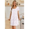 image:imageEkouaer Nightgowns for Women Short Sleeve Night Gowns Button Sleep Shirts  Short Sleeve Moo Moos with Pockets Lace Trim Sleep Dress Ruffles Night Dress Sweet Sleepwear Daily Sleep Garden DateWhite Flowers