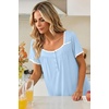 image:imageEkouaer Nightgowns for Women Short Sleeve Night Gowns Button Sleep Shirts  Short Sleeve Moo Moos with Pockets Lace Trim Sleep Dress Ruffles Night Dress Sweet Sleepwear Daily Sleep Garden DateLight Blue