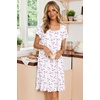 image:imageEkouaer Nightgowns for Women Short Sleeve Night Gowns Button Sleep Shirts  Short Sleeve Moo Moos with Pockets Lace Trim Sleep Dress Ruffles Night Dress Sweet Sleepwear Daily Sleep Garden DateWhite Flowers