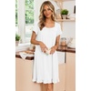 image:imageEkouaer Nightgowns for Women Short Sleeve Night Gowns Button Sleep Shirts  Short Sleeve Moo Moos with Pockets Lace Trim Sleep Dress Ruffles Night Dress Sweet Sleepwear Daily Sleep Garden DateWhite