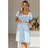 image:imageEkouaer Nightgowns for Women Short Sleeve Night Gowns Button Sleep Shirts  Short Sleeve Moo Moos with Pockets Lace Trim Sleep Dress Ruffles Night Dress Sweet Sleepwear Daily Sleep Garden DateBlue Floral