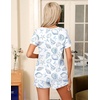 image:imageEkouaer Pajamas for Womens Set 2 Piece Soft Sleepwear Chest Pocket  Comfy Pjs Casual Lounge Set Short Sleeve Tops and Drawstring Shorts Loungewear for Spring Summer Fall WinterWhiteconch Bow