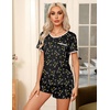 image:imageEkouaer Pajamas for Womens Set 2 Piece Soft Sleepwear Chest Pocket  Comfy Pjs Casual Lounge Set Short Sleeve Tops and Drawstring Shorts Loungewear for Spring Summer Fall WinterBlack Cat1