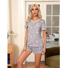 image:imageEkouaer Pajamas for Womens Set 2 Piece Soft Sleepwear Chest Pocket  Comfy Pjs Casual Lounge Set Short Sleeve Tops and Drawstring Shorts Loungewear for Spring Summer Fall WinterPink Stars