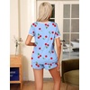 image:imageEkouaer Pajamas for Womens Set 2 Piece Soft Sleepwear Chest Pocket  Comfy Pjs Casual Lounge Set Short Sleeve Tops and Drawstring Shorts Loungewear for Spring Summer Fall WinterBluecherry