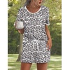 image:imageEkouaer Pajamas for Womens Set 2 Piece Soft Sleepwear Chest Pocket  Comfy Pjs Casual Lounge Set Short Sleeve Tops and Drawstring Shorts Loungewear for Spring Summer Fall WinterWhite Leopard