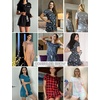 image:imageEkouaer Pajamas for Womens Set 2 Piece Soft Sleepwear Chest Pocket  Comfy Pjs Casual Lounge Set Short Sleeve Tops and Drawstring Shorts Loungewear for Spring Summer Fall WinterBlue Flower