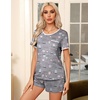image:imageEkouaer Pajamas for Womens Set 2 Piece Soft Sleepwear Chest Pocket  Comfy Pjs Casual Lounge Set Short Sleeve Tops and Drawstring Shorts Loungewear for Spring Summer Fall WinterGrey Coffee