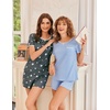 image:imageEkouaer Pajamas for Womens Set 2 Piece Soft Sleepwear Chest Pocket  Comfy Pjs Casual Lounge Set Short Sleeve Tops and Drawstring Shorts Loungewear for Spring Summer Fall WinterGrey Stars