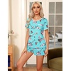 image:imageEkouaer Pajamas for Womens Set 2 Piece Soft Sleepwear Chest Pocket  Comfy Pjs Casual Lounge Set Short Sleeve Tops and Drawstring Shorts Loungewear for Spring Summer Fall WinterBlue Flower