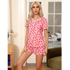 image:imageEkouaer Pajamas for Womens Set 2 Piece Soft Sleepwear Chest Pocket  Comfy Pjs Casual Lounge Set Short Sleeve Tops and Drawstring Shorts Loungewear for Spring Summer Fall WinterPink Red Love