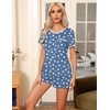 image:imageEkouaer Pajamas for Womens Set 2 Piece Soft Sleepwear Chest Pocket  Comfy Pjs Casual Lounge Set Short Sleeve Tops and Drawstring Shorts Loungewear for Spring Summer Fall WinterBluedot White Flower