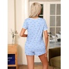 image:imageEkouaer Pajamas for Womens Set 2 Piece Soft Sleepwear Chest Pocket  Comfy Pjs Casual Lounge Set Short Sleeve Tops and Drawstring Shorts Loungewear for Spring Summer Fall WinterBlueheart Bow