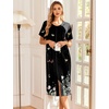 image:imageEkouaer Robes For Women Zipper Bathrobe Short Sleeve Duster With Pockets  Zipper Front House Coat Lightweight Sleepwear Plus Size Loungewear Ladies Nightgown for Mother Postoperative Gown SleepBlack Butterfly Gradient