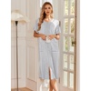image:imageEkouaer Robes For Women Zipper Bathrobe Short Sleeve Duster With Pockets  Zipper Front House Coat Lightweight Sleepwear Plus Size Loungewear Ladies Nightgown for Mother Postoperative Gown SleepAwhite