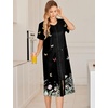 image:imageEkouaer Robes For Women Zipper Bathrobe Short Sleeve Duster With Pockets  Zipper Front House Coat Lightweight Sleepwear Plus Size Loungewear Ladies Nightgown for Mother Postoperative Gown SleepBlack Butterfly Gradient