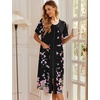 image:imageEkouaer Robes For Women Zipper Bathrobe Short Sleeve Duster With Pockets  Zipper Front House Coat Lightweight Sleepwear Plus Size Loungewear Ladies Nightgown for Mother Postoperative Gown SleepBlack Sakura