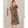 image:imageEkouaer Robes For Women Zipper Bathrobe Short Sleeve Duster With Pockets  Zipper Front House Coat Lightweight Sleepwear Plus Size Loungewear Ladies Nightgown for Mother Postoperative Gown SleepBrown Leopard Print