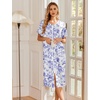 image:imageEkouaer Robes For Women Zipper Bathrobe Short Sleeve Duster With Pockets  Zipper Front House Coat Lightweight Sleepwear Plus Size Loungewear Ladies Nightgown for Mother Postoperative Gown SleepPurple Watercolor Flowers