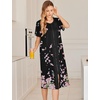 image:imageEkouaer Robes For Women Zipper Bathrobe Short Sleeve Duster With Pockets  Zipper Front House Coat Lightweight Sleepwear Plus Size Loungewear Ladies Nightgown for Mother Postoperative Gown SleepBlack Sakura