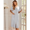 image:imageEkouaer Robes For Women Zipper Bathrobe Short Sleeve Duster With Pockets  Zipper Front House Coat Lightweight Sleepwear Plus Size Loungewear Ladies Nightgown for Mother Postoperative Gown SleepAwhite