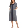 image:imageEkouaer Robes For Women Zipper Bathrobe Short Sleeve Duster With Pockets  Zipper Front House Coat Lightweight Sleepwear Plus Size Loungewear Ladies Nightgown for Mother Postoperative Gown SleepNavy Blue